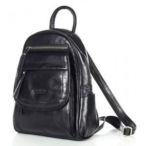 Modern Rucksack für Damen aus italienischem Leder - Schwarz & braun 